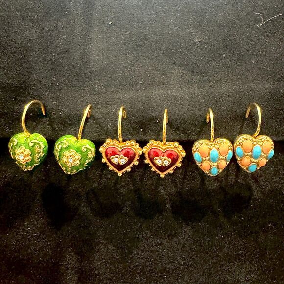 Joan Rivers Jewelry - Joan Rivers 'Hearts & Flowers' Full Earring Set of 3 Pairs - Vintage